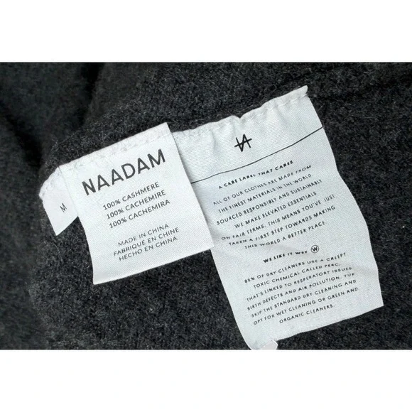 Naadam Cardigan Sweater Womens M Gray 100% Cashmere V Neck Academia Minimalist - Picture 4 of 9